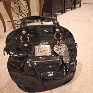 Coach black sequin poppy satchel purse